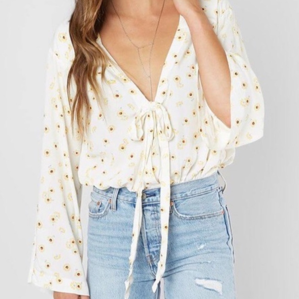 Free People Intimate sunflower body suit long sleeve